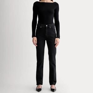 Everlane Black High-Rise Straight Leg Jeans